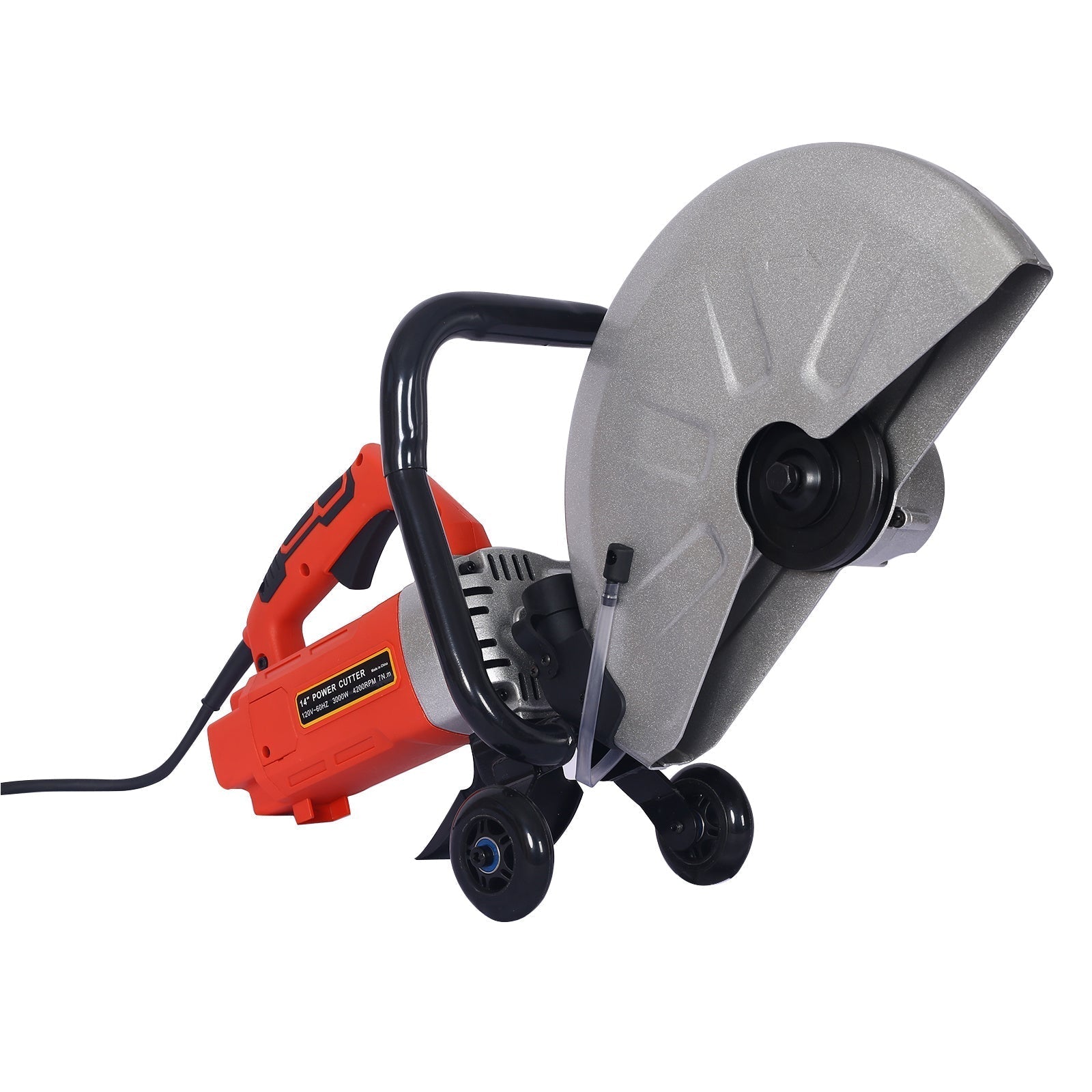 Electric 14" Wet/Dry Concrete Cut - Off Saw with Guide Roller & Water Line Attachment - Decindoor