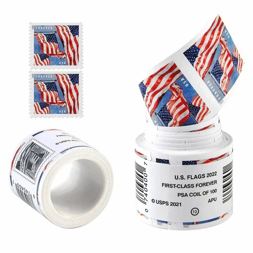 2022 USA Flag Forever Postage Stamps Artistic American Flag Design, 100+